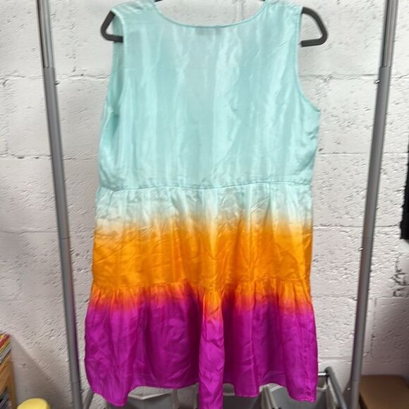 Karina Grimaldi Green Sundress Sleeveless Colorful Scoop Neck w Tassels NWOT - Picture 4 of 4